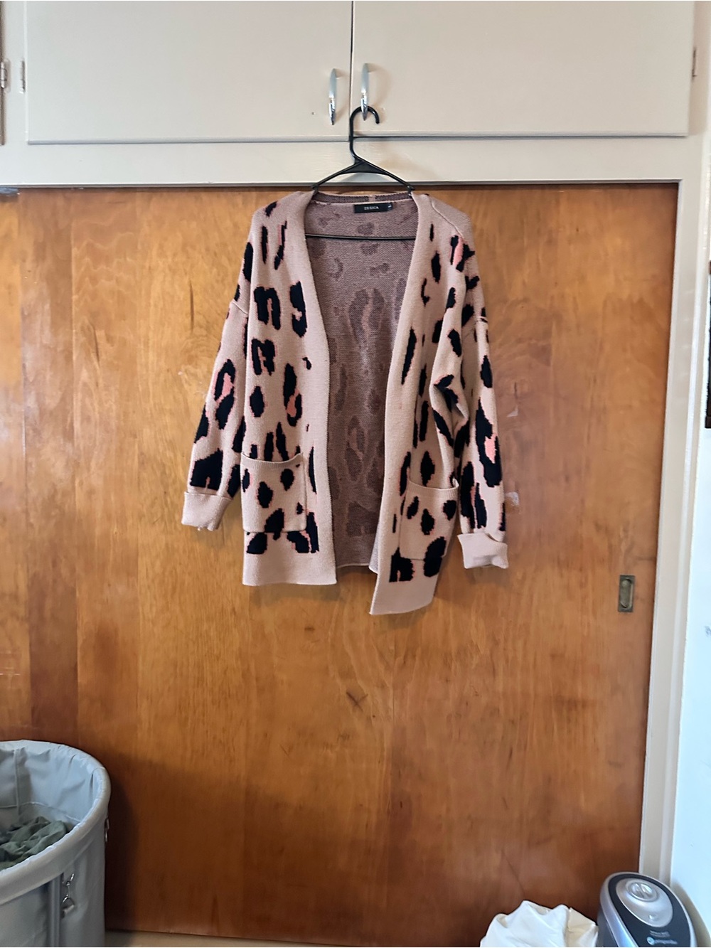 Leopard Print Open-Front Cardigan - Brown/Black